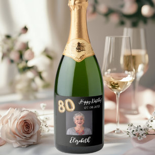 80:e födelsedag svart foto av guld