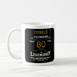 80:e födelsedag, svart Guld Retro Kaffemugg