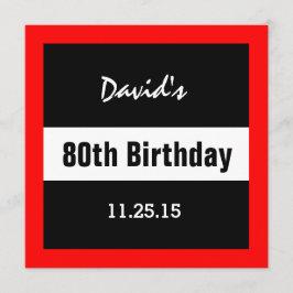 80:e födelsedag svart med Red Ram Anpassningsbar A Inbjudningar