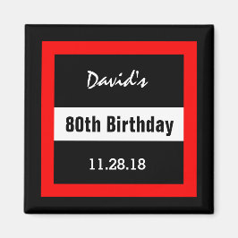80:e födelsedag svart med Red Ram Anpassningsbar A Magnet