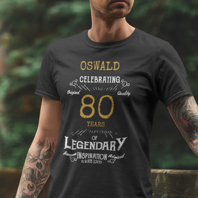 80:e födelsedag Svarta vita Guld Manar T-Shirt (Skapare uppladdad)