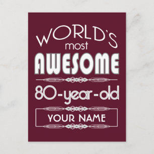 80:e födelsedag Världens bästa Fabulous Mörk Red Vykort