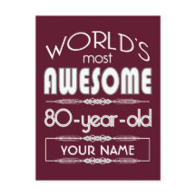 80:e födelsedag Världens bästa Fabulous Mörk Red