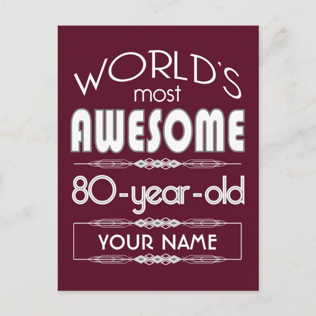 80:e födelsedag Världens bästa Fabulous Mörk Red Vykort (Framsida)
