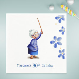 80:e födelsedag Vattenfärgad Blommigt farmor Pappersservett