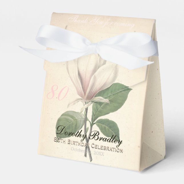 80:e födelsedag Vintagen Magnolia-Tackens favoritr Presentaskar (Framsidan Sidan)