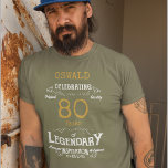 80:e födelsedag Vit Guld Skriv ut förklaring T Shirt<br><div class="desc">En vintage på födelsedagskalas T-shirt med ett hjärtligt budskap. Lägg till namn och ändra året med hjälp av mallen. Välj mellan ett stort urval av t-shirt stilar och färg.</div>