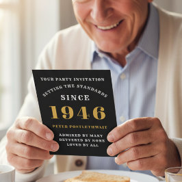 80:e födelsedagen 1946, svart Personlig Guld för h Inbjudningar