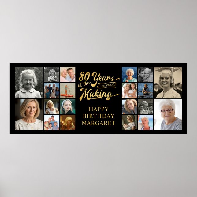 80:e födelsedagen 20 Foton 80 år i Skapar Poster (Framsidan)