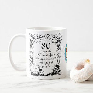 80:e födelsedagen 80 år gammal Vintage Vin anpas Kaffemugg