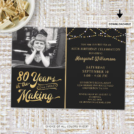80:e födelsedagen 80 ÅR I SKAPAR Black & Guld Inbjudningar