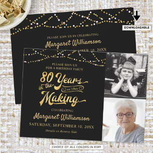 80:e födelsedagen 80 ÅR I SKAPAR svarta Guld Inbjudningar
