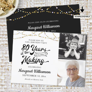80:e födelsedagen 80 ÅR I SKAPAR svarta Guld Inbjudningar