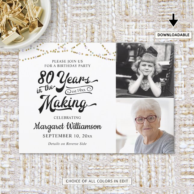80:e födelsedagen 80 ÅR I SKAPAR svarta Guld Inbjudningar (Skapare uppladdad)