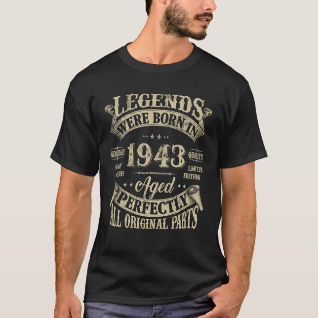80: e födelsedagen: 80 års ålder Legends Bor Vinta T Shirt (Framsida)