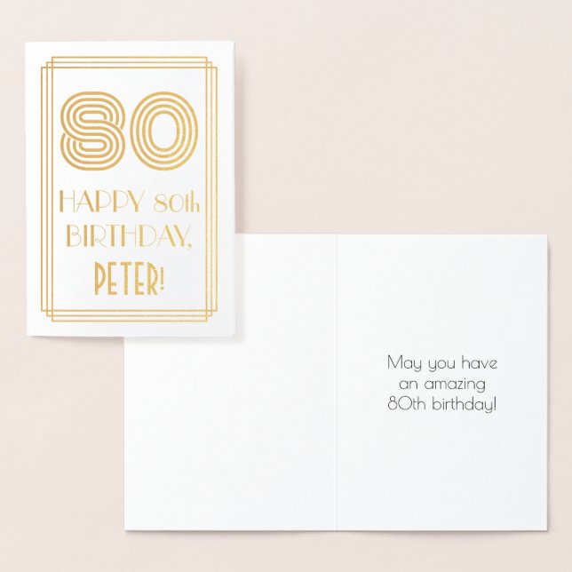 80:e födelsedagen - Art Deco Inspired Titta "80" & Folierat Kort (Display)