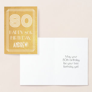 80:e födelsedagen - Art Deco Inspired Titta "80" + Folierat Kort