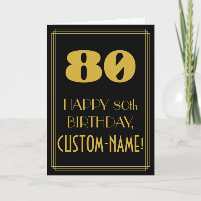 80:e födelsedagen ~ Art Deco Inspired Titta "80" & Kort (Framsida)