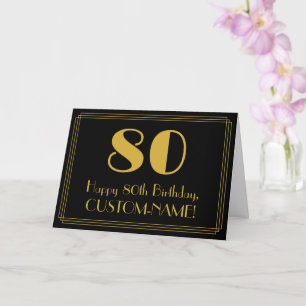 80:e födelsedagen: Art Deco Inspired Titta "80" +  Kort