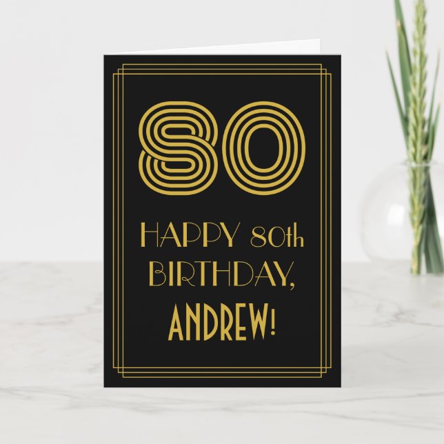 80:e födelsedagen: Art Deco Inspired Titta "80" oc Kort (Framsida)