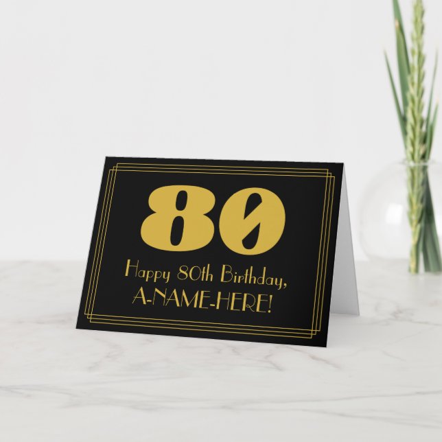 80:e födelsedagen: Art Deco Inspired Titta "80" oc Kort (Framsida)