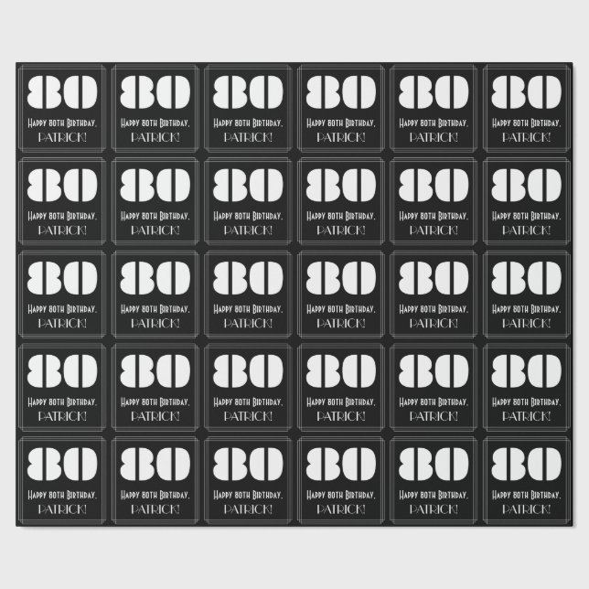 80:e födelsedagen: Art Deco Inspired Titta "80" oc Presentpapper (Seam)