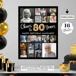 80:e födelsedagen Black Guld 16 Fotoboers i år Poster