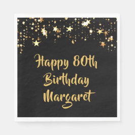80:e födelsedagen Black Guld Stars Namn Pappersservett