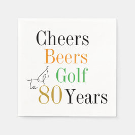 80:e födelsedagen Cheers Öl Golf Minimal Party Pappersservett