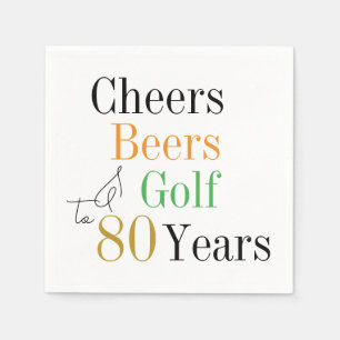 80:e födelsedagen Cheers Öl Golf Minimal Party Pappersservett