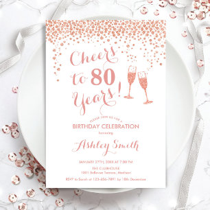 80:e födelsedagen - Cheers to 80 Years Ro White Inbjudningar