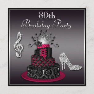 80:e födelsedagen Disco Diva Cake and Heels, Shock Inbjudningar
