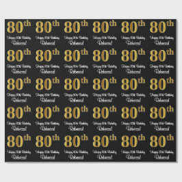 80:e födelsedagen: Elegant Luxurious Faux Guld loo Presentpapper