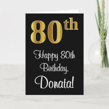 80:e födelsedagen ~ Elegant Luxurious Faux Guld Ti