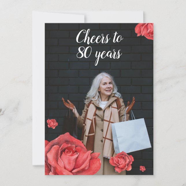 80:e födelsedagen elegant Mamma Inbjudningar (Framsida)