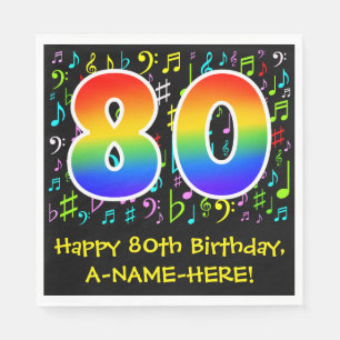 80:e födelsedagen - färgstarka musiksymboler, re pappersservett