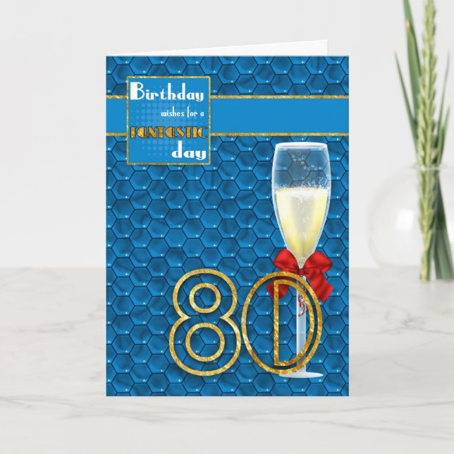 80:e födelsedagen - Geometric Birthday Card Champa Kort (Framsida)