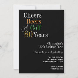 80:e födelsedagen Golf Cheers Öl Party Inbjudningar