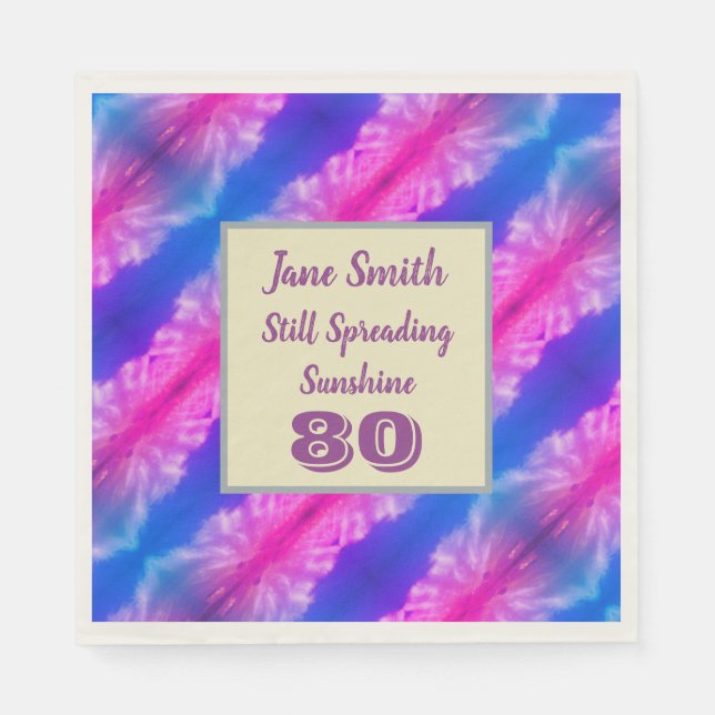 80:e födelsedagen levande färgfull milstolpe Firan Pappersservett (Framsidan)