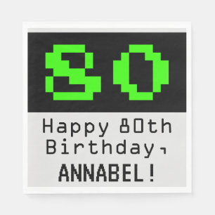 80:e födelsedagen - Nerdy/Geeky Stil "80" & Namn Pappersservett