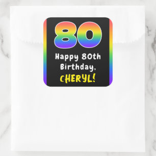 80:e födelsedagen: Rainbow Spectrum nr 80, eget na Fyrkantigt Klistermärke