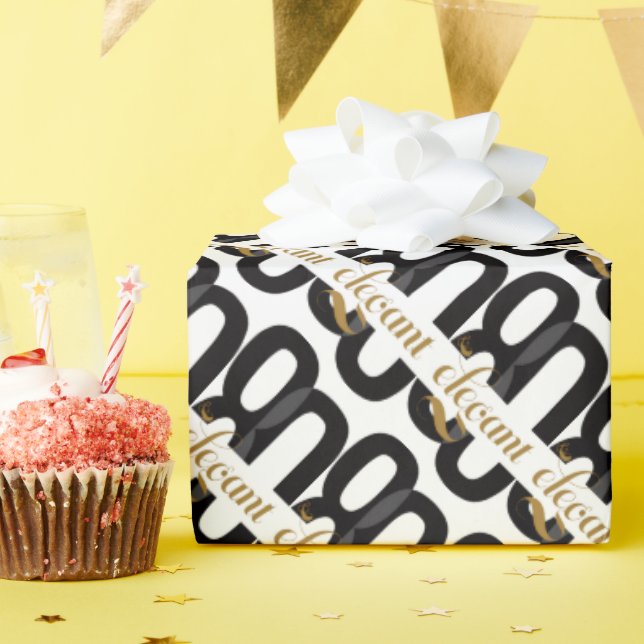 80:e födelsedagen, svart Guld Presentpapper (Födelsedagsfest)