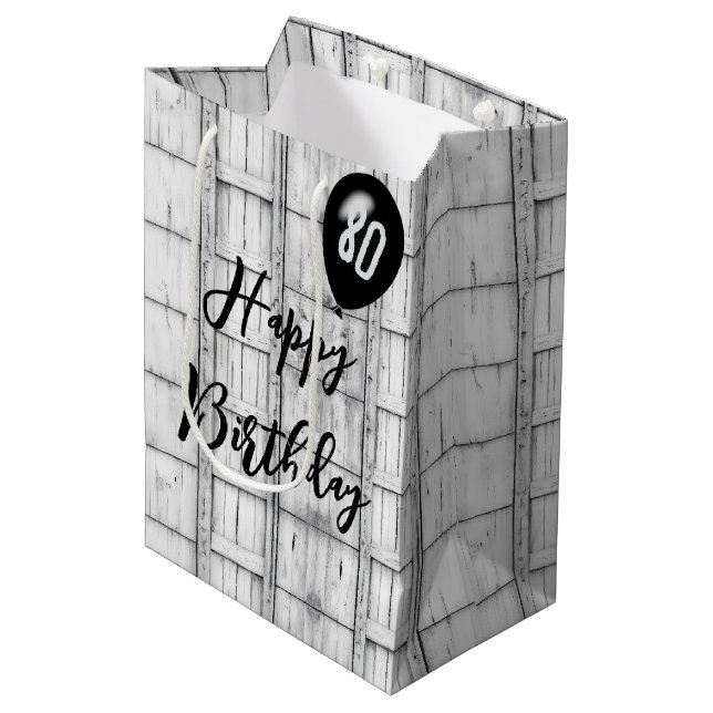 80:e födelsedagen Symmetrical Rustic Wood Mönster (Framsidan Vinklad)