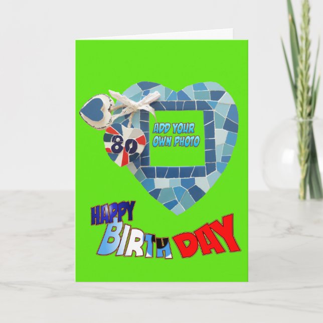 80:e födelsedagsdagen: Mosaic Art Cust. Kort för h (Framsida)