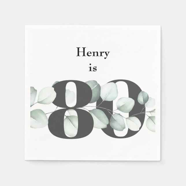 80:e födelsedagsdagen Personlig Cocktail Napkins Pappersservett (Framsidan)