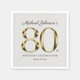 80:e födelsedagsdagen Solid Guld Light Grått Class Pappersservett