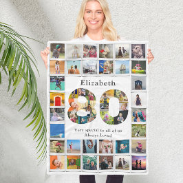 80:e födelsedagsfamiljens fotomall fleecefilt