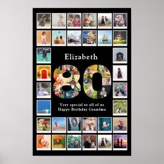 80:e födelsedagsfamiljens fotomall Keepsaké Poster