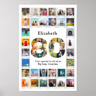 80:e födelsedagsfamiljens fotomall Keepsaké Poster
