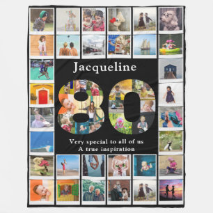 80:e födelsedagsfamiljens fotomall stor fleecefilt